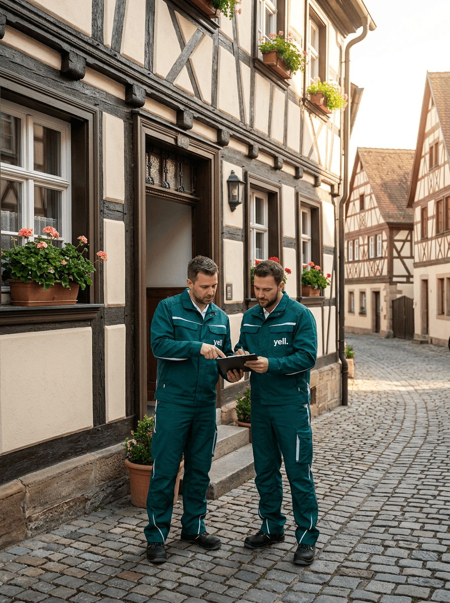 yell. services Reinigungsteam bei der Einsatzbesprechung