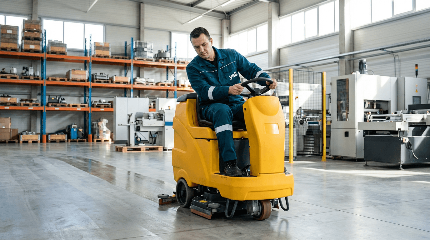 Saubere Industriehalle nach professioneller Reinigung in Würzburg