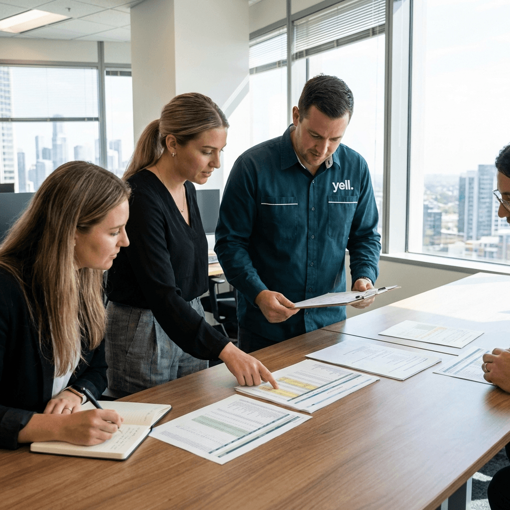 Teambesprechung zur Qualitätssicherung bei der Gebäudereinigung