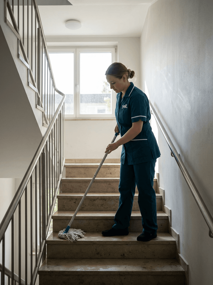 Sauberes Treppenhaus in einer Würzburger Wohnanlage