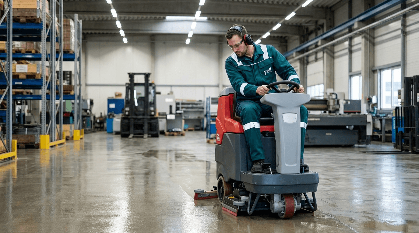 Industriereinigung in einer Produktionshalle in Neustadt an der Aisch