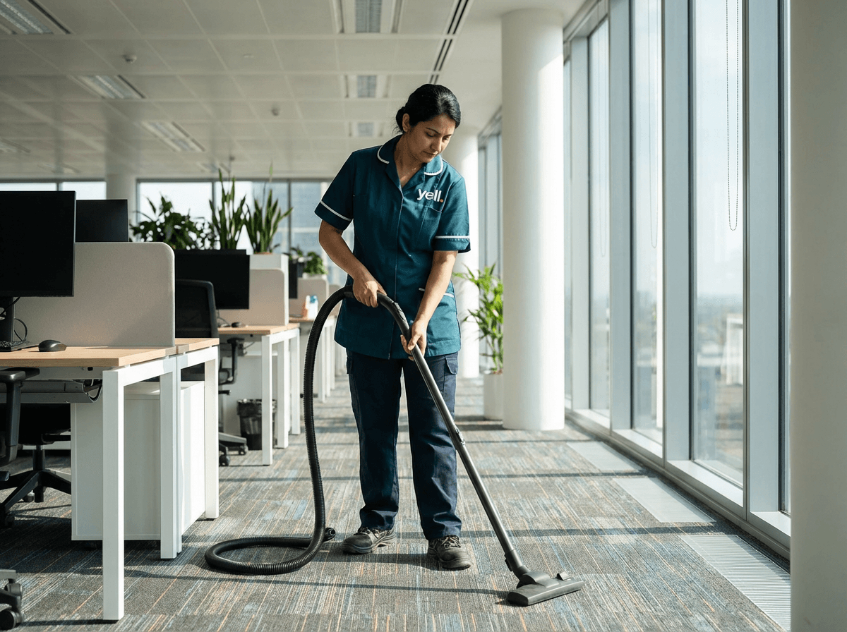Reinigungskraft bei der Büroreinigung in einem Gunzenhausener Unternehmen