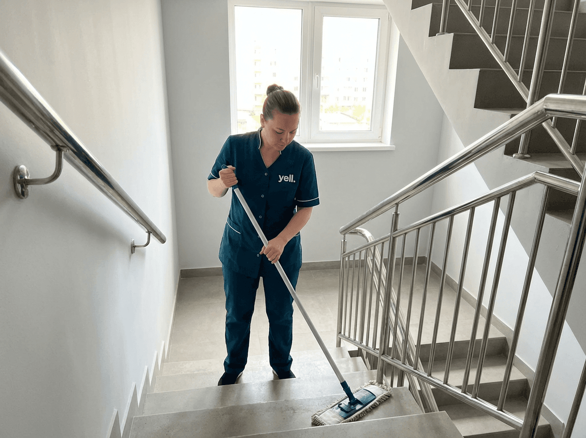 Treppenhausreinigung in einem Wohngebäude in Würzburg