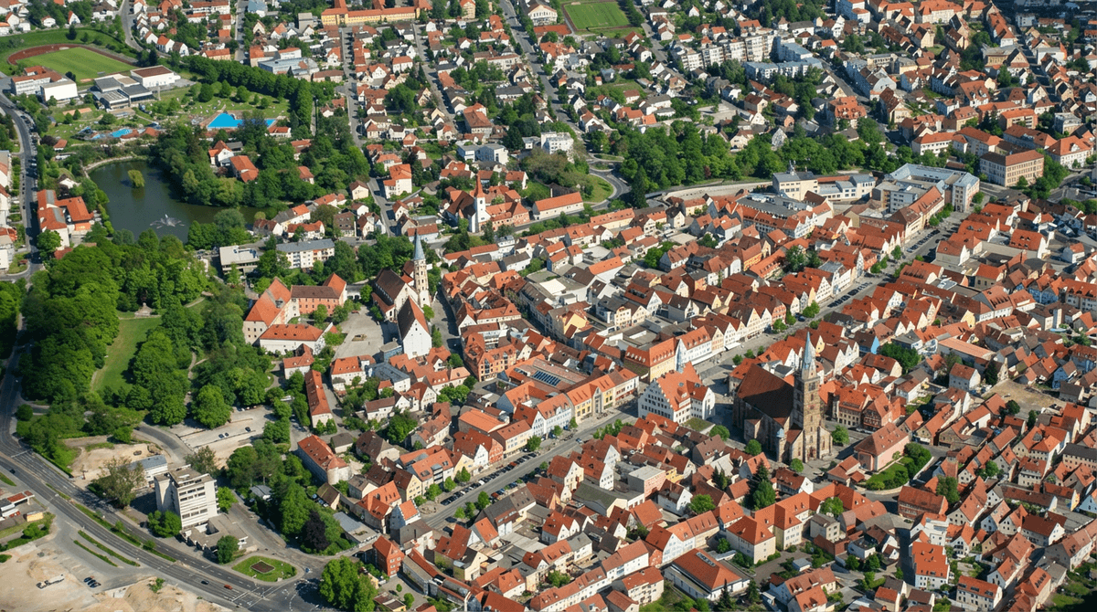 Blick auf die historische Innenstadt von Neumarkt in der Oberpfalz