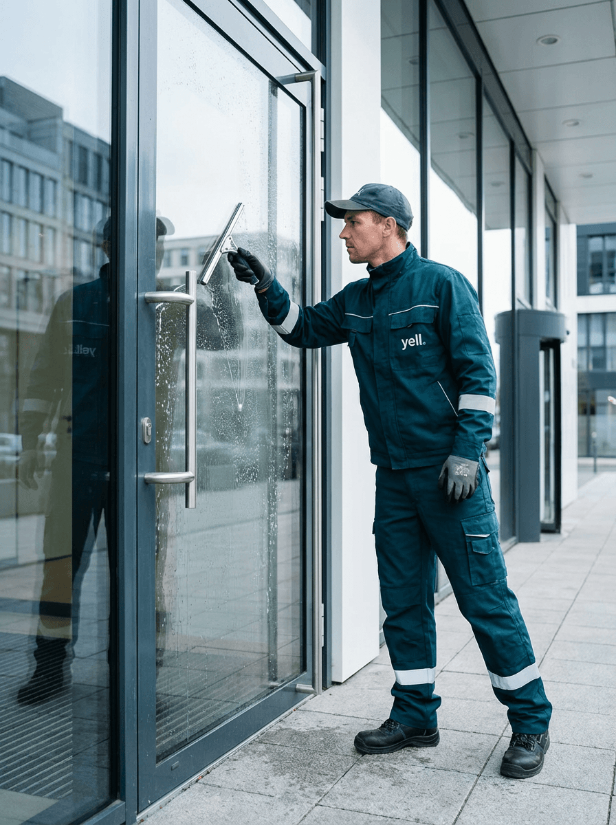 Glasreiniger bei der professionellen Fensterreinigung in Crailsheim