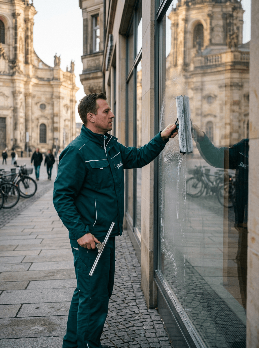 Professionelle Fensterreinigung in einem Würzburger Bürogebäude