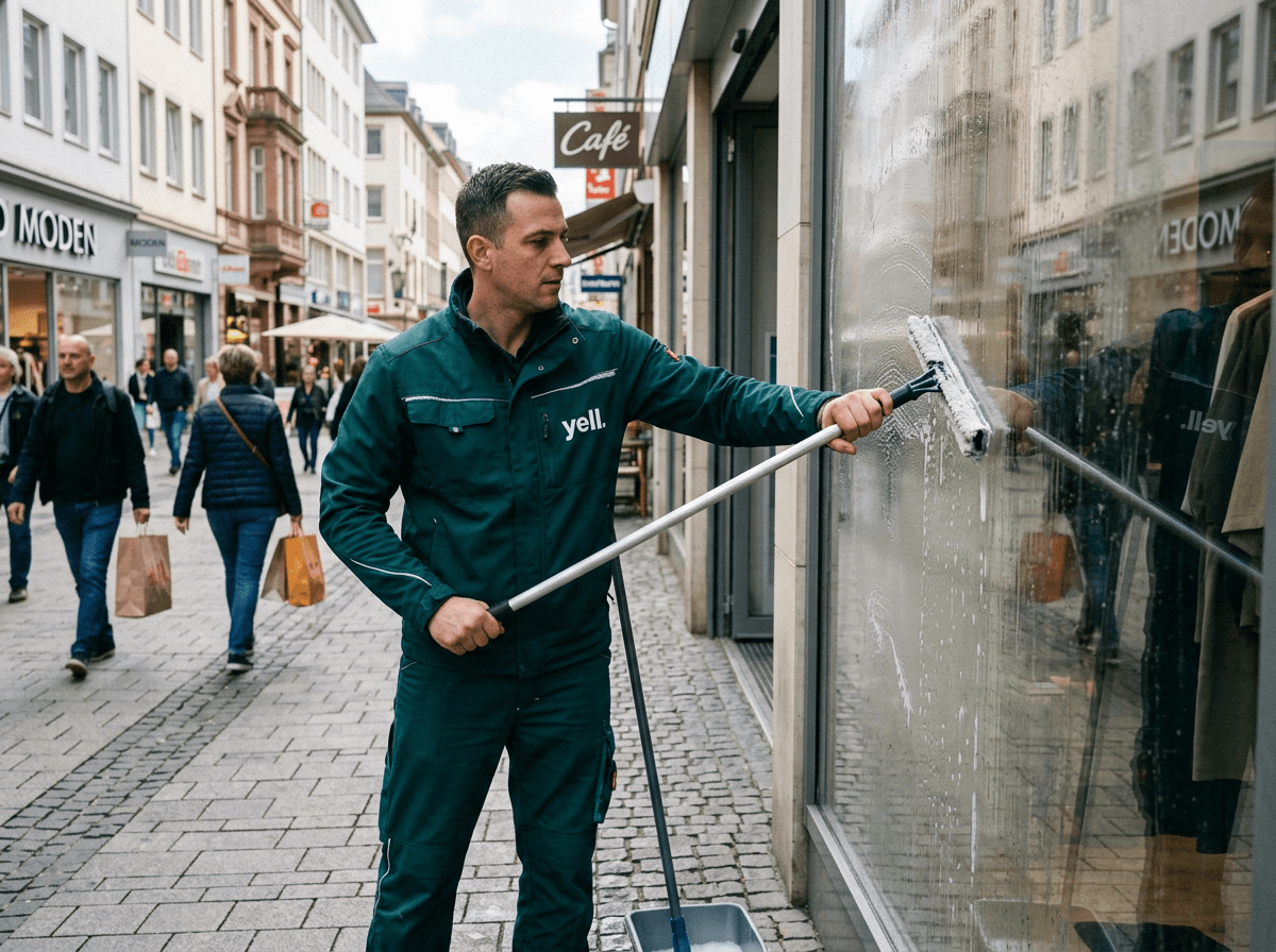 Schaufensterreinigung in der Würzburger Innenstadt