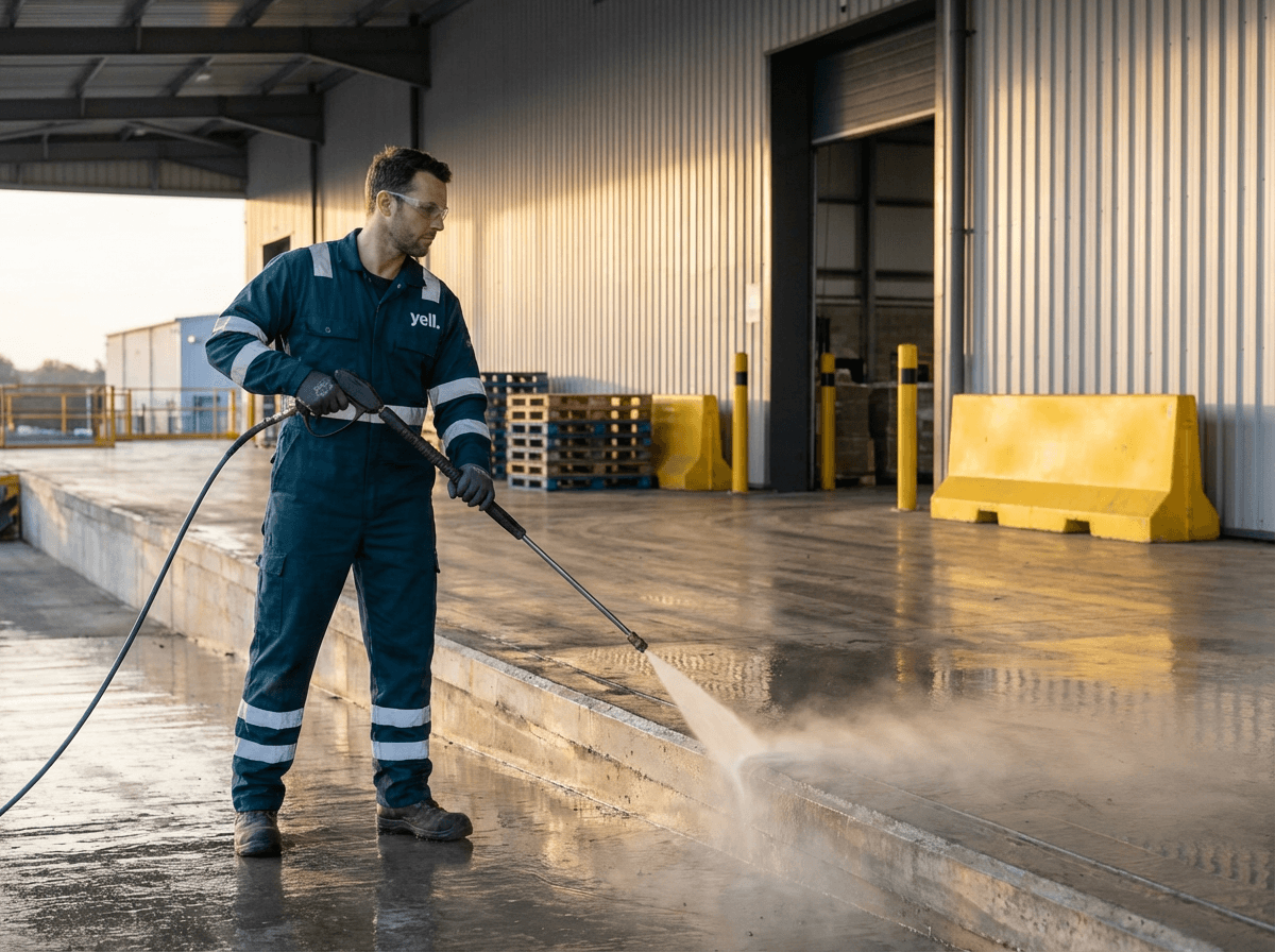 Hochdruckreinigung auf einer Verladerampe in Feuchtwangen