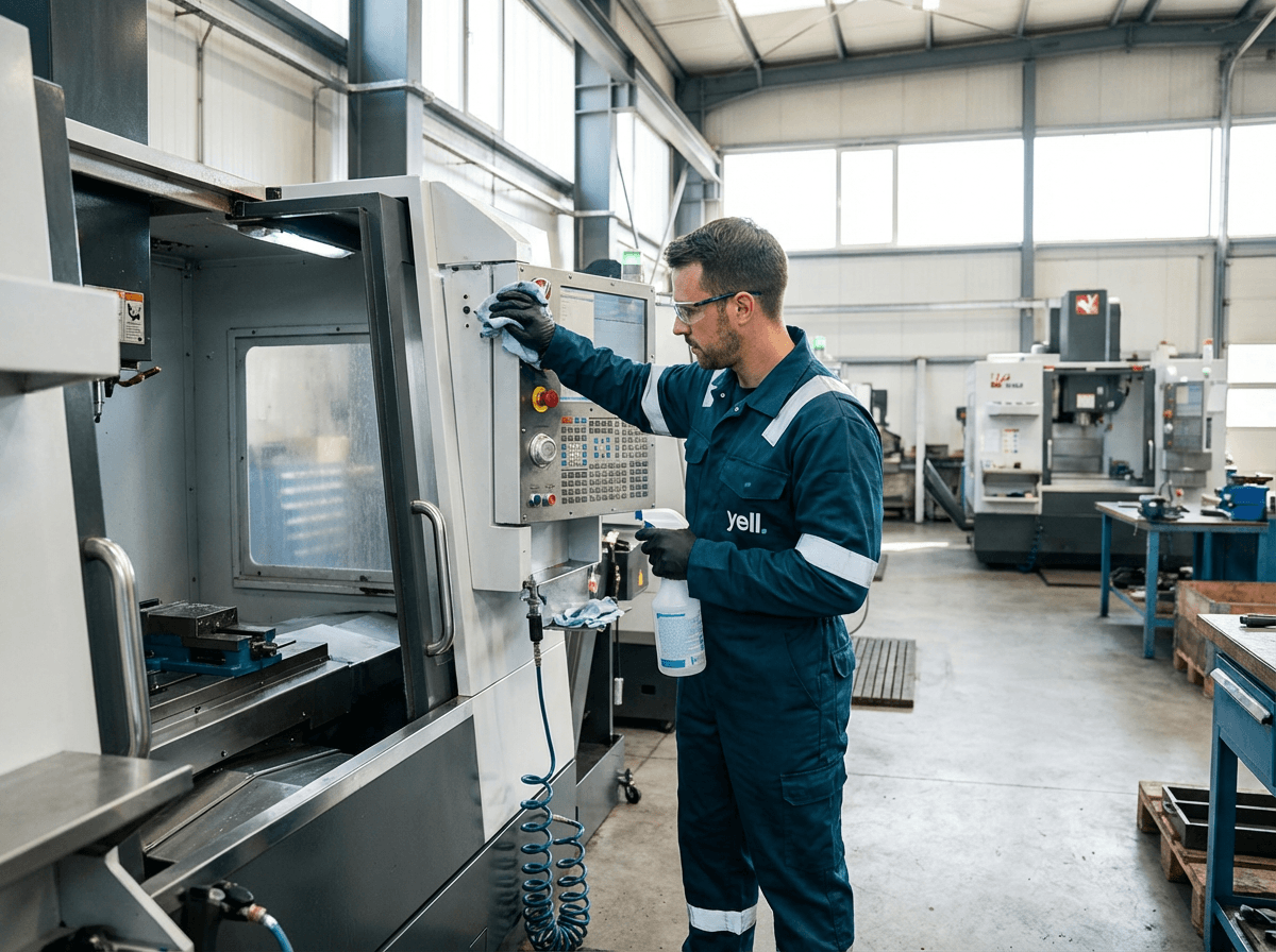 Maschinenreinigung in einer Feuchtwanger Werkshalle