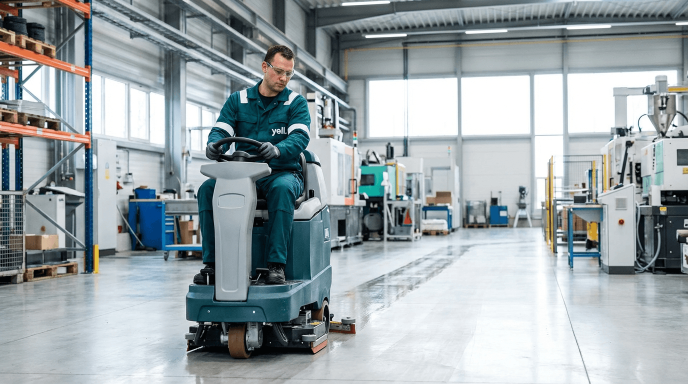 Professionelle Industriereinigung in einer Produktionshalle in Feuchtwangen