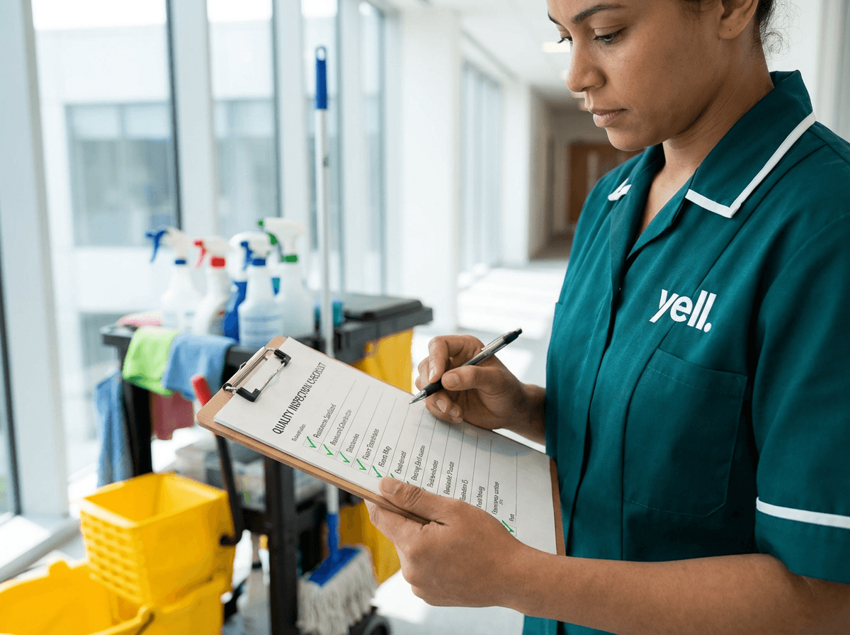 Qualitätskontrolle mit Checkliste bei der Unterhaltsreinigung in Erlangen